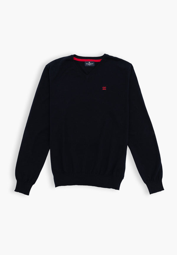 Jersey Cuello Pico Azul Marino Oscuro