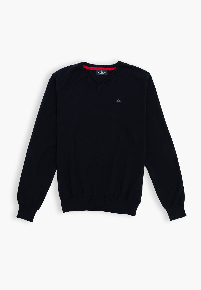 Jersey Cuello Pico Azul Marino Oscuro