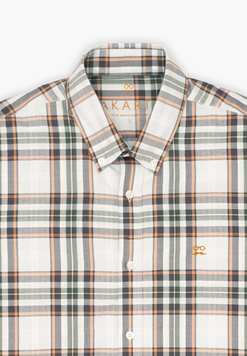 Camisa Cuadros Village Gris y Caramelo