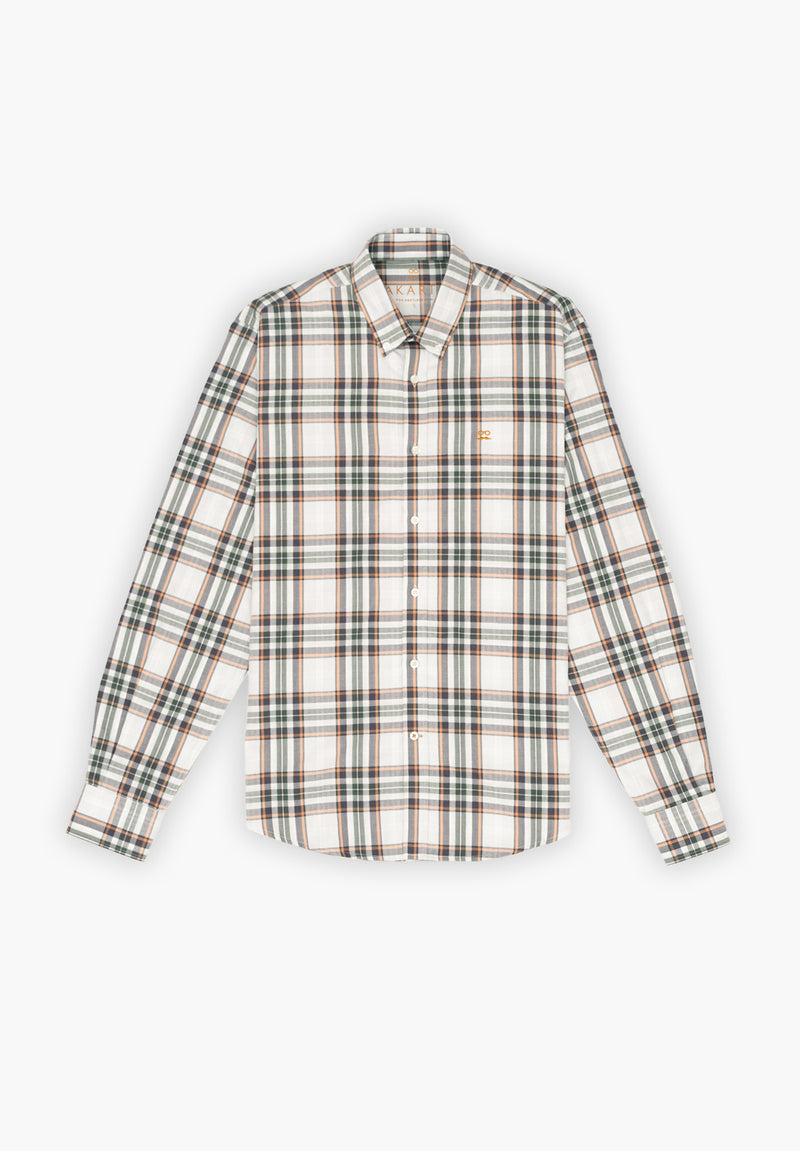 Camisa Cuadros Village Gris y Caramelo