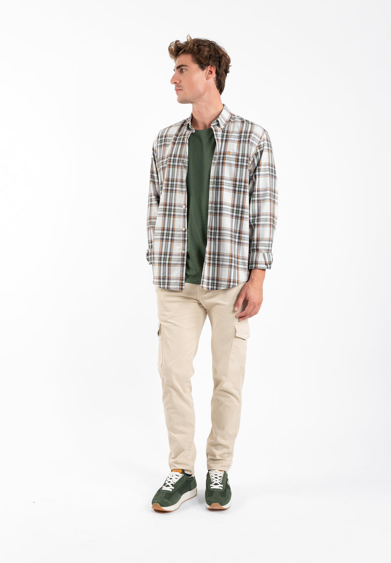 Camisa Cuadros Village Gris y Caramelo