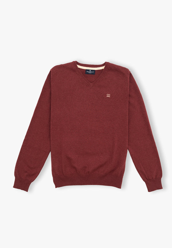 Jersey Cuello Pico Granate