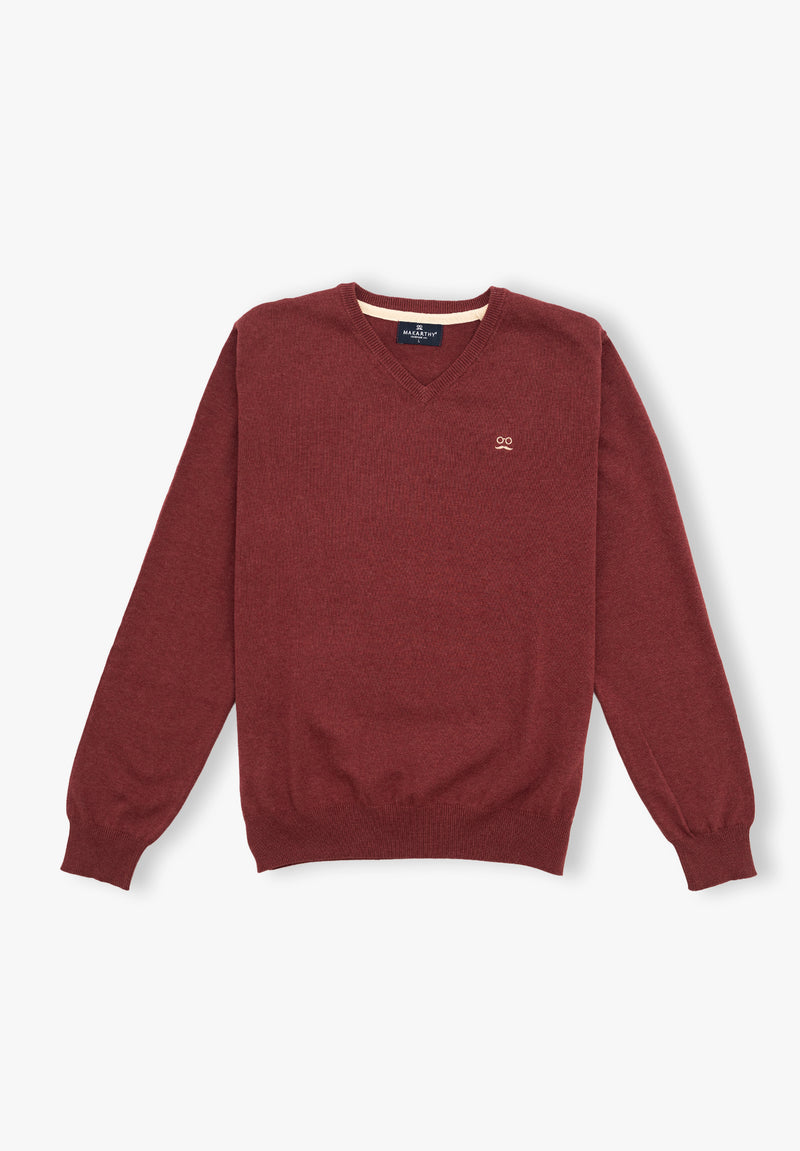 Jersey Cuello Pico Granate