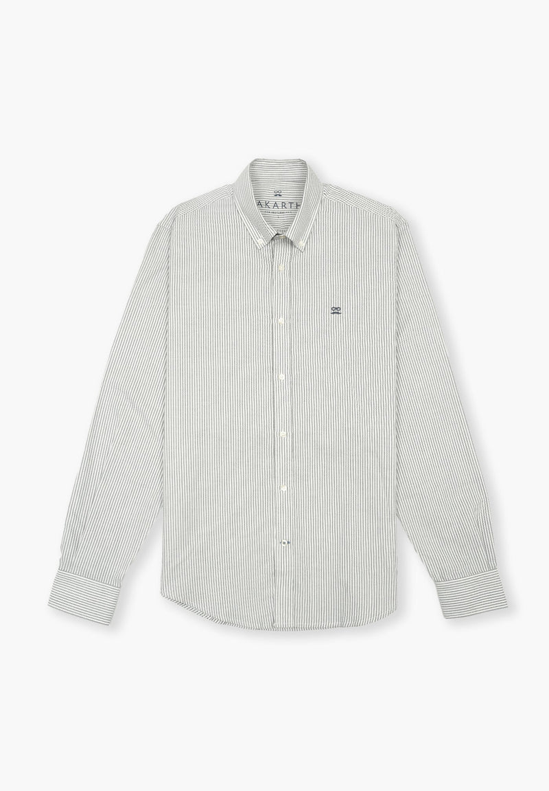 Camisa Oxford Rayas Gris