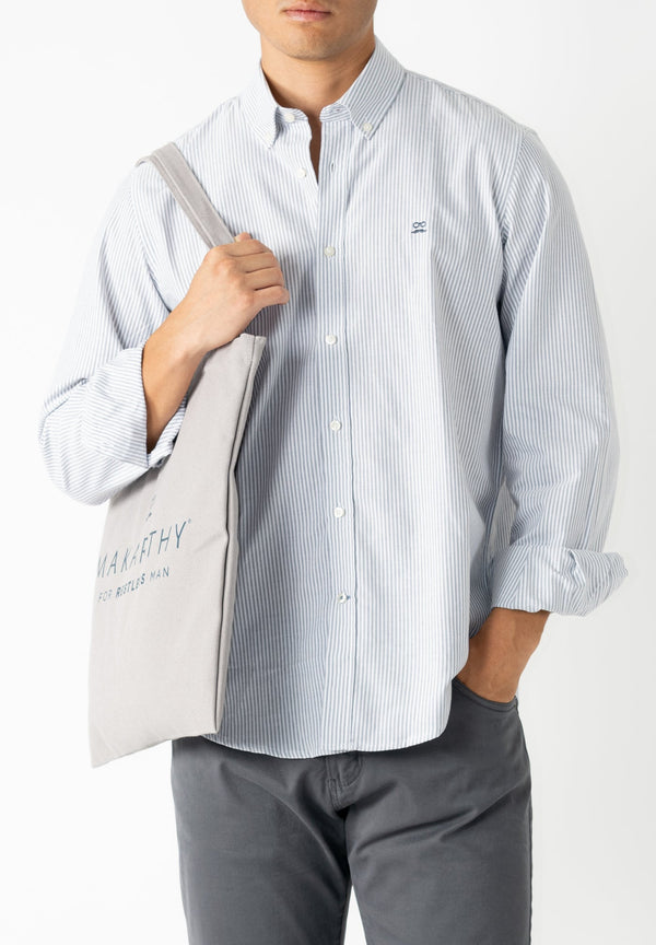 Camisa Oxford Rayas Gris