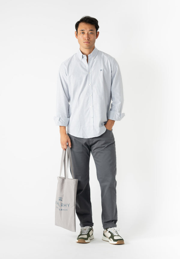 Camisa Oxford Rayas Gris