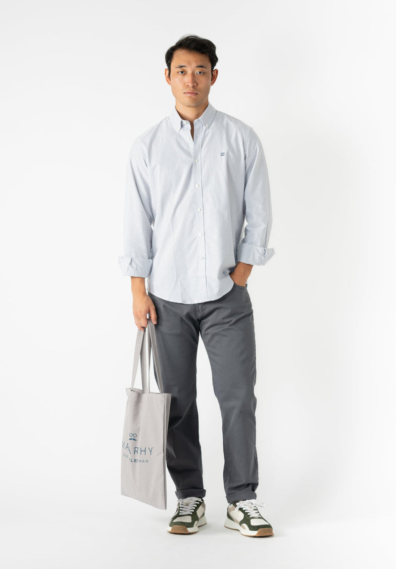 Camisa Oxford Rayas Gris