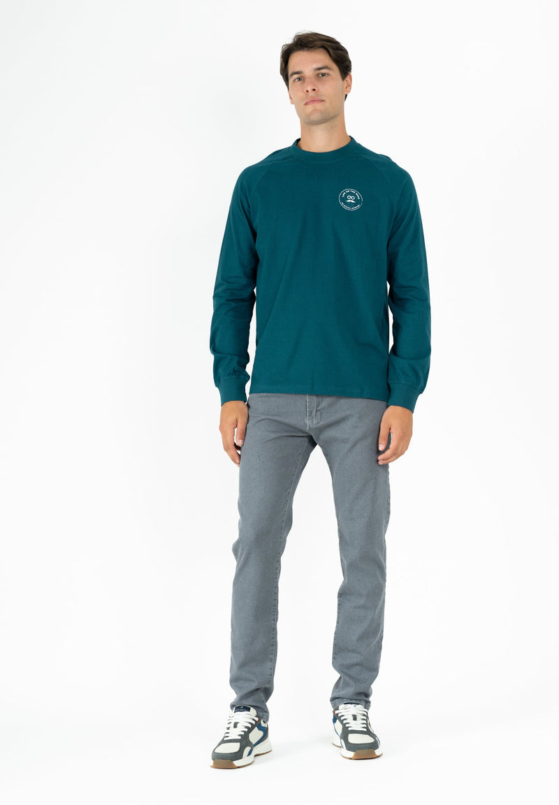 Camiseta Casual Long Patch Azulón