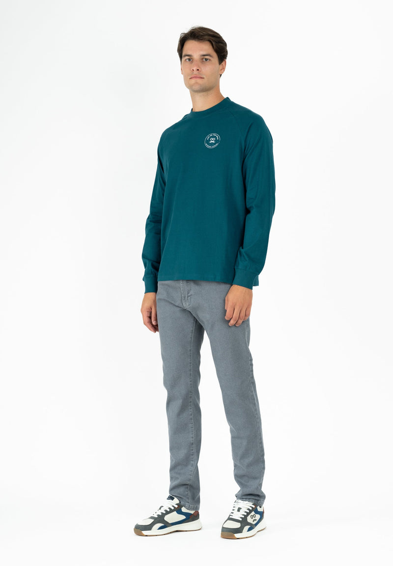 Camiseta Casual Long Patch Azulón