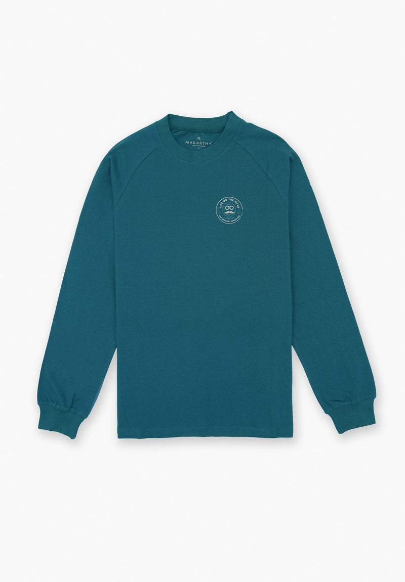 Camiseta Casual Long Patch Azulón