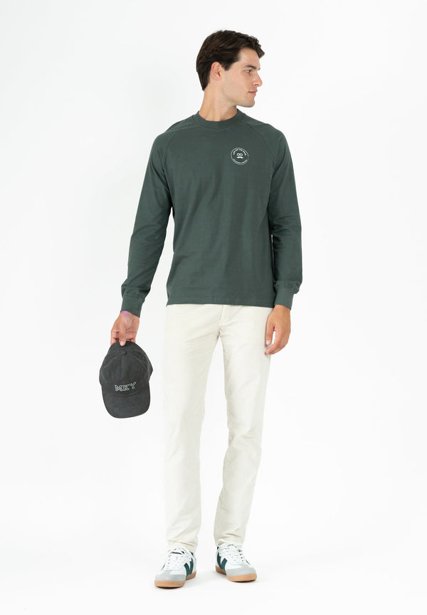 Camiseta Casual Long Patch Gris Oscuro