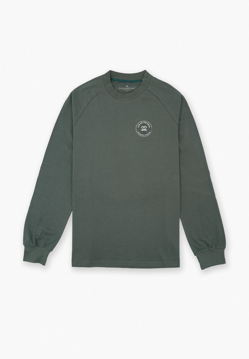 Camiseta Casual Long Patch Gris Oscuro