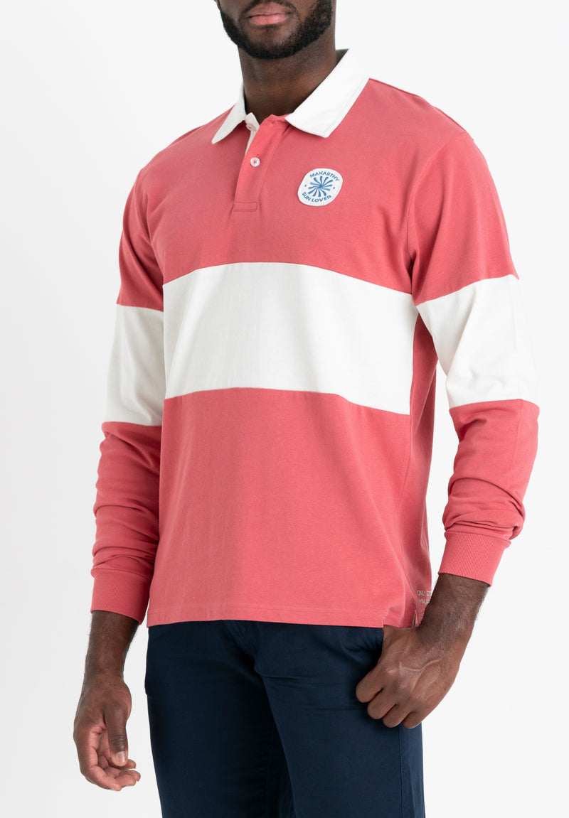 Polo M Larga Parche Flamingo