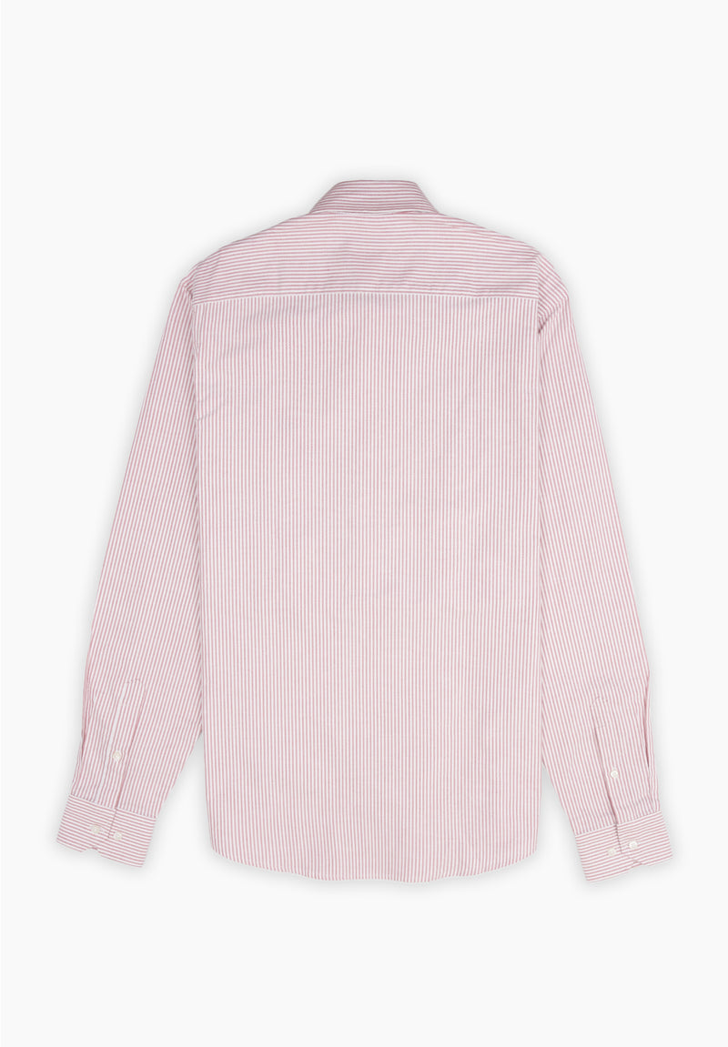 Camisa Manga Larga Oxford Rayas Rojizo