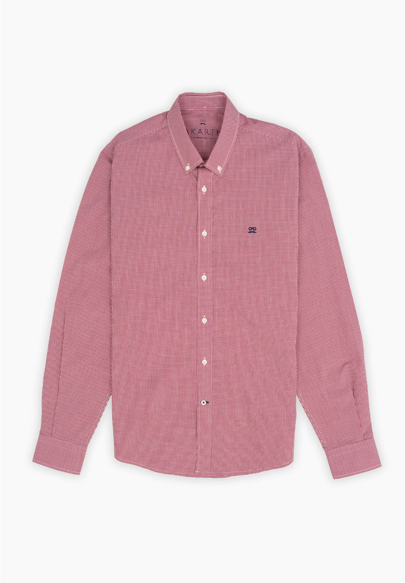 Camisa Vichy Botón Rojizo