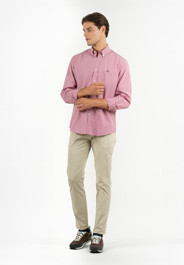 Camisa Vichy Botón Rojizo