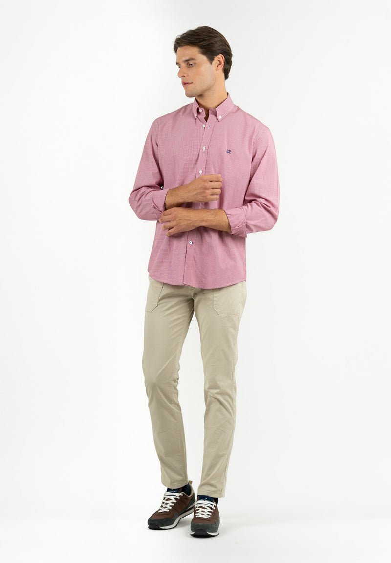 Camisa Vichy Botón Rojizo