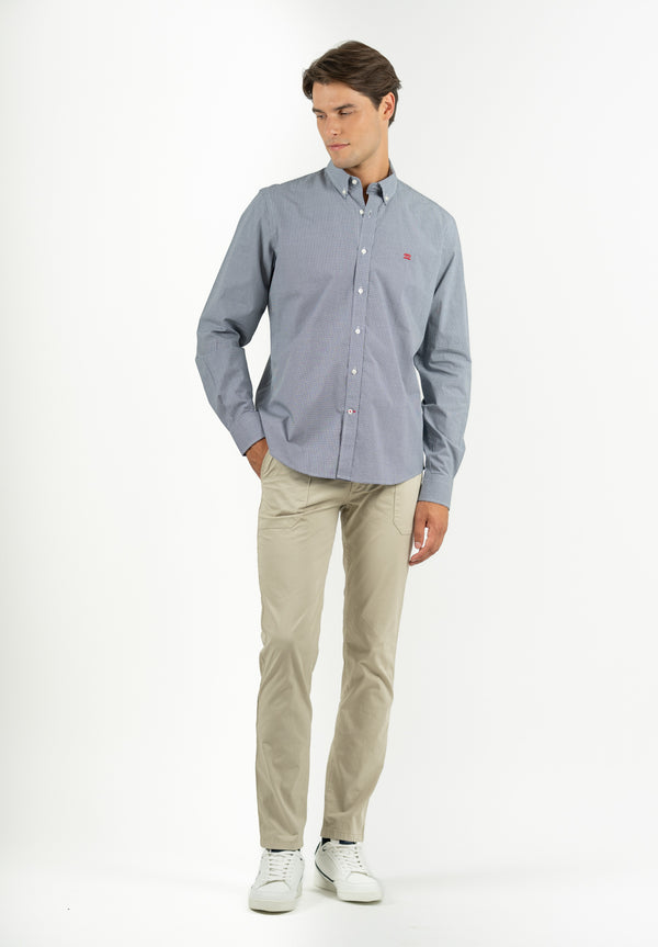 Camisa Vichy Botón Marino