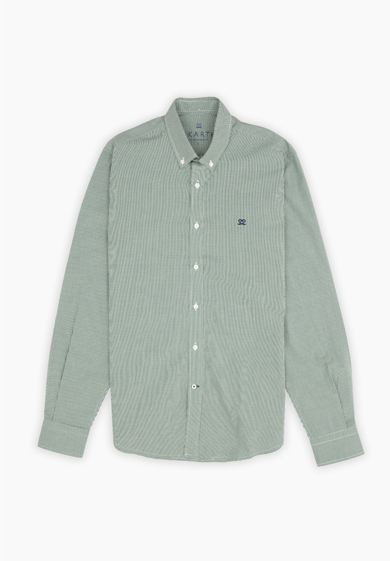 Camisa Vichy Botón Verde Hierba