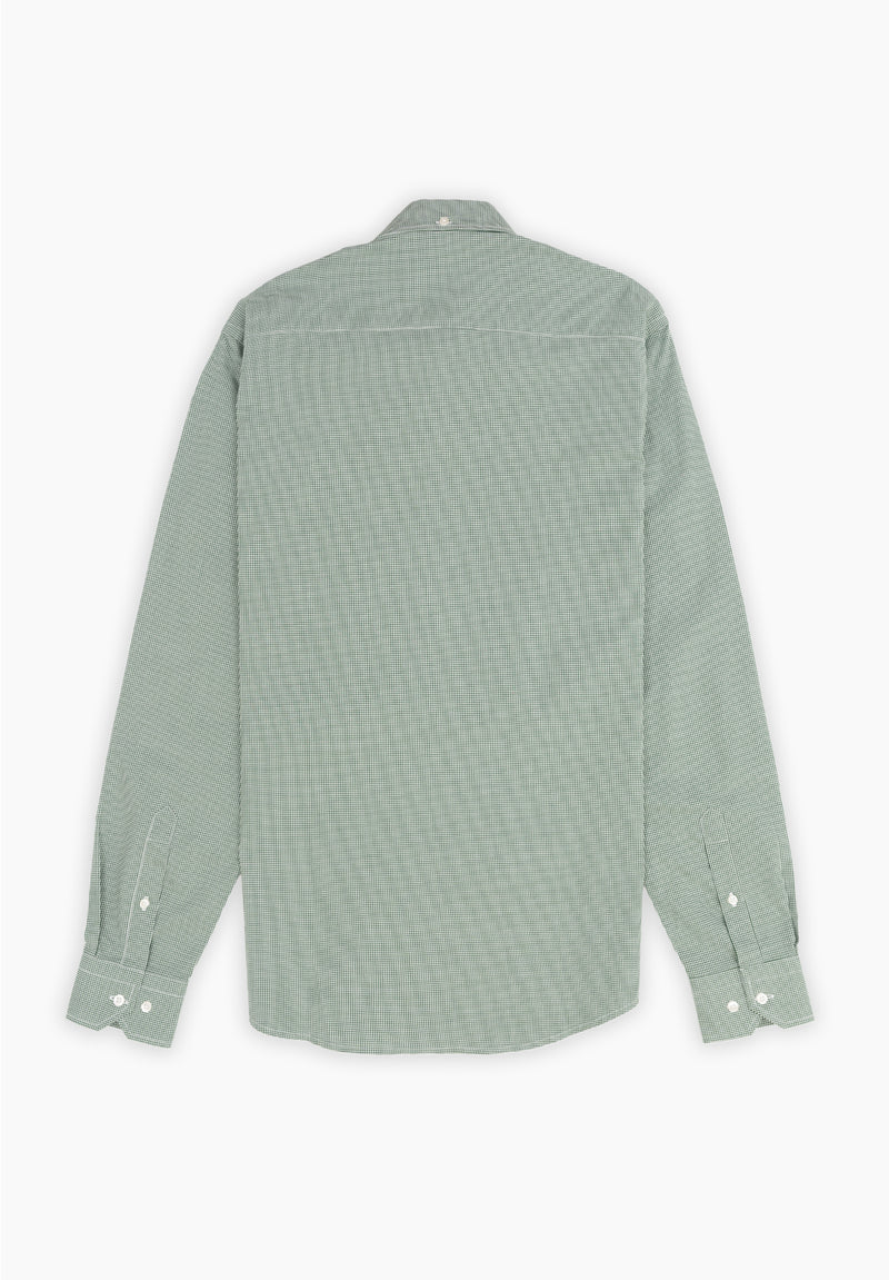 Camisa Vichy Botón Verde Hierba