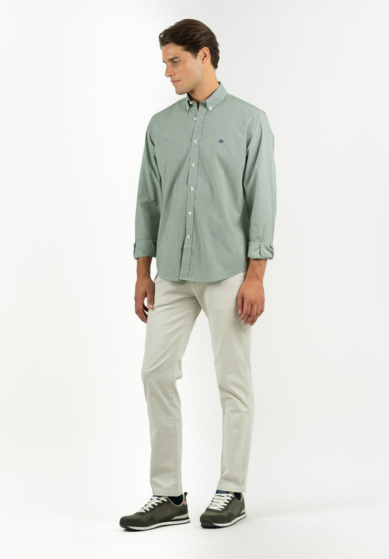 Camisa Vichy Botón Verde Hierba