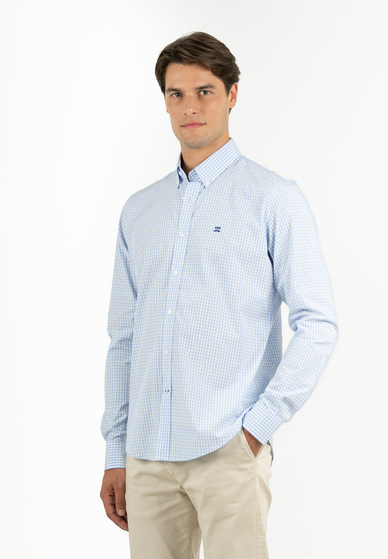 Camisa Manga Larga Regata Vichy Azul niebla