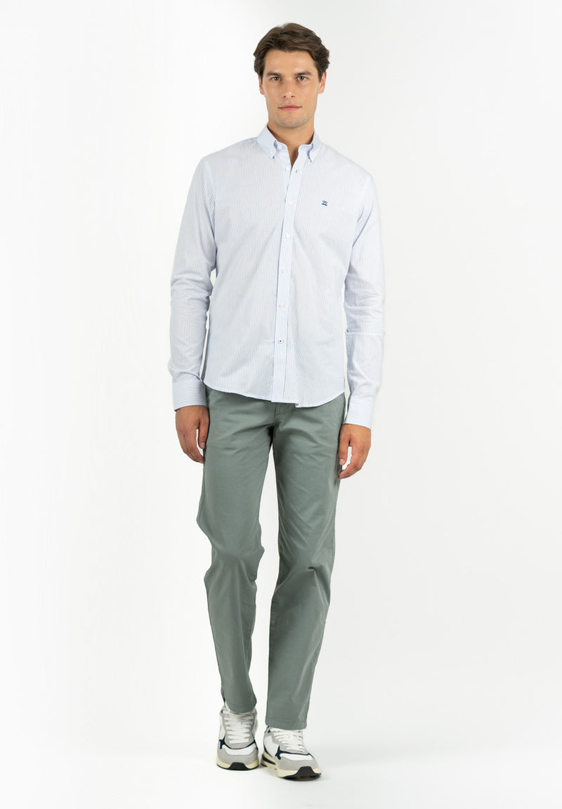 Camisa Manga Larga Regata Rayas Azul Niebla
