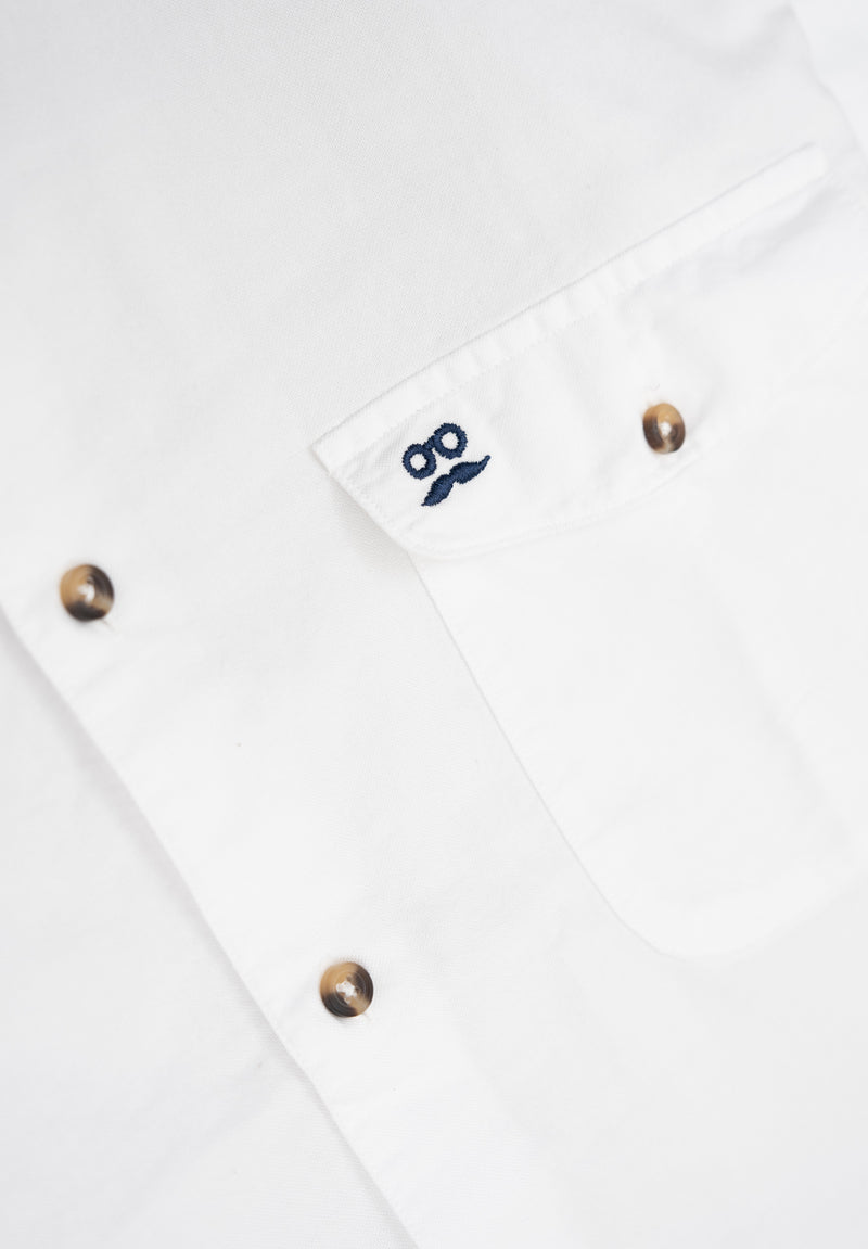 Camisa Pin Point Botón Blanco