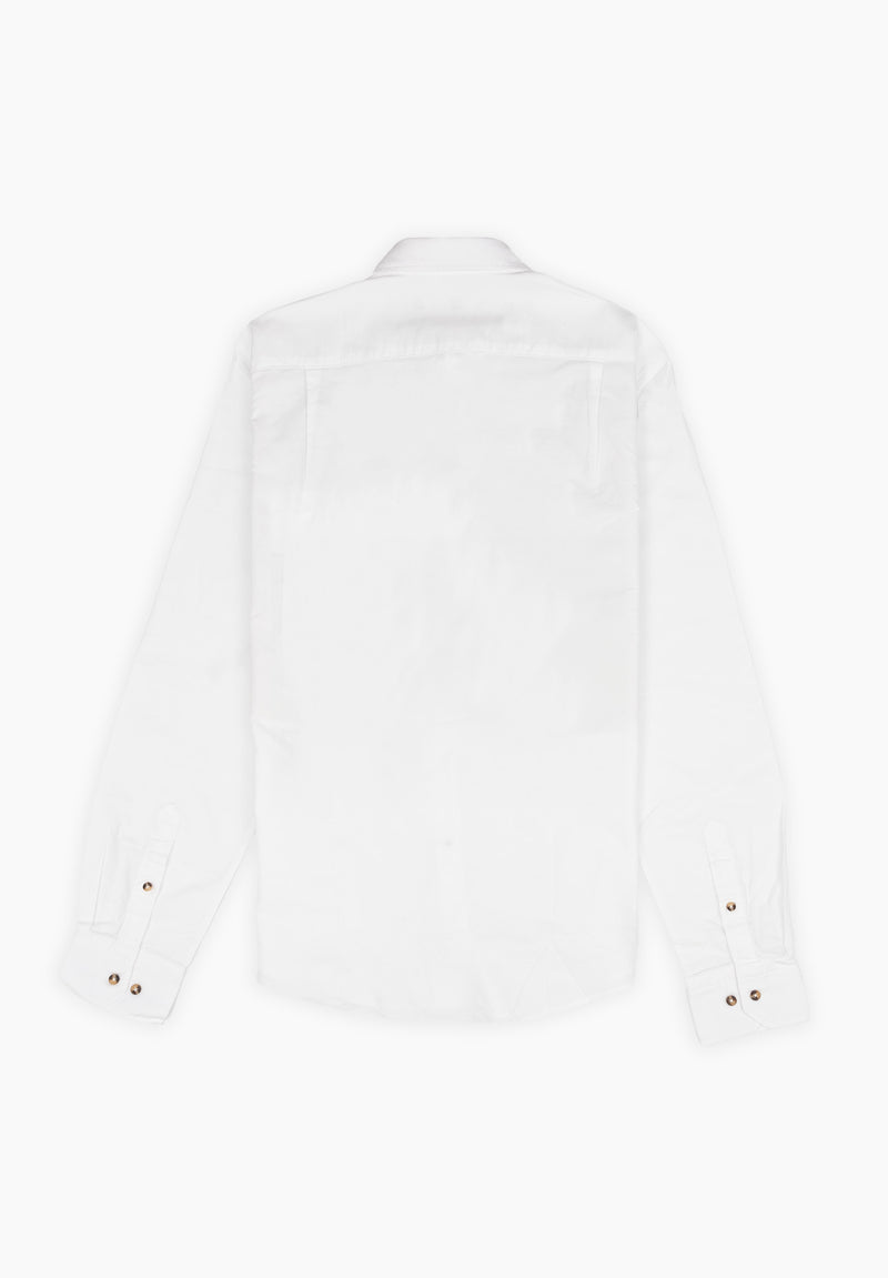 Camisa Pin Point Botón Blanco