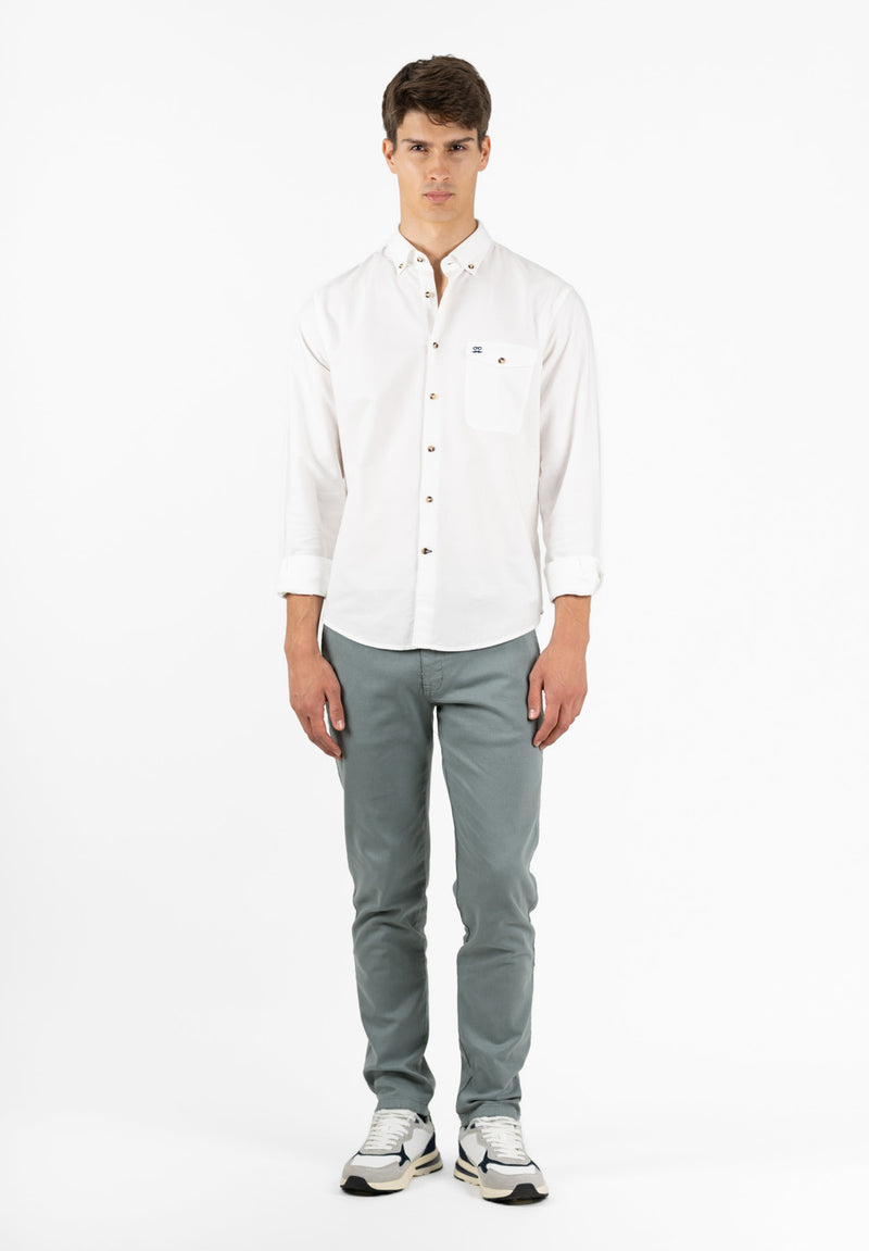 Camisa Pin Point Botón Blanco