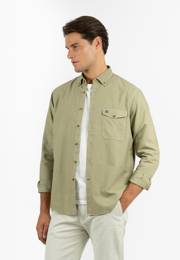 Camisa Pin Point Botón Kaki