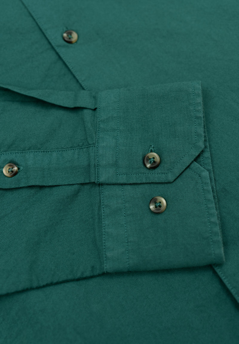 Camisa Pin Point Botón Verde Hierba