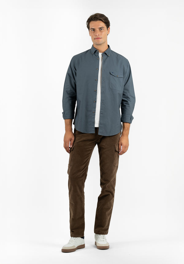 Camisa Pin Point Botón Gris