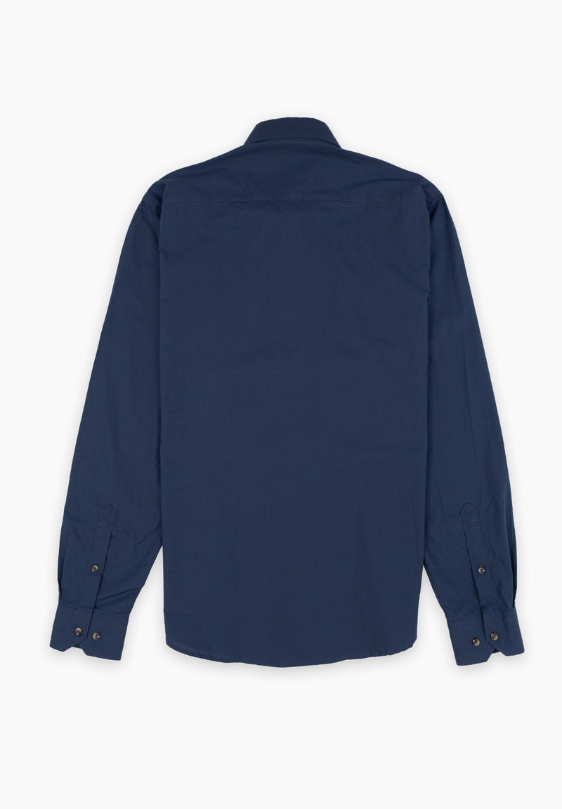 Camisa Manga Larga Lisa Poplin Marino
