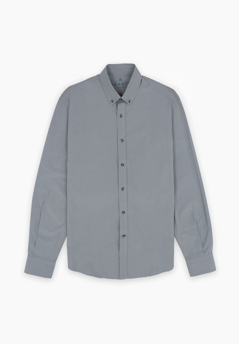 Camisa Manga Larga Lisa Poplin Carbón