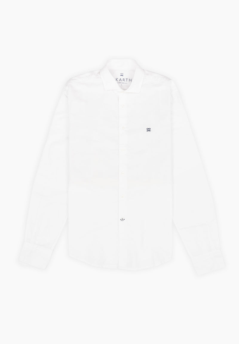 Camisa Manga Larga Pin Point Italiano Blanco
