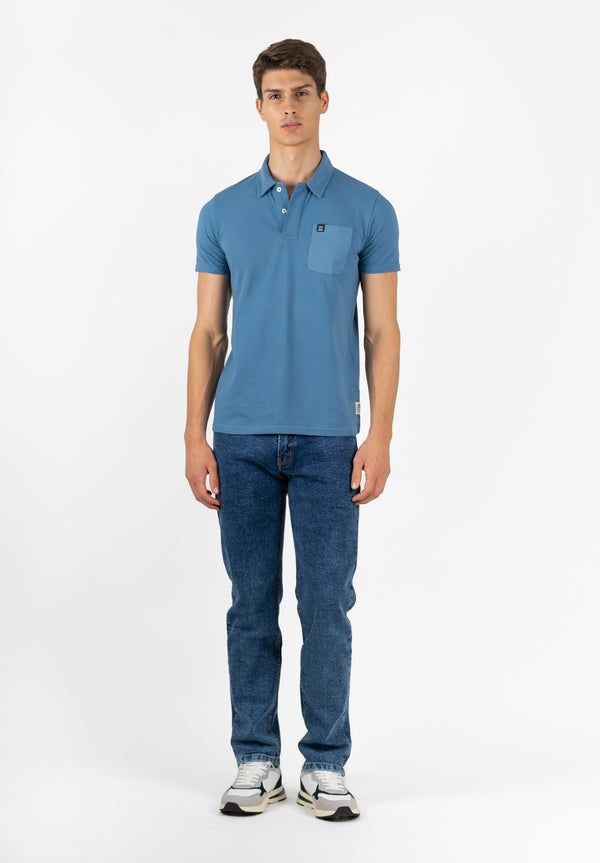 Polo Clásico Manga Corta Delavado Sarga Indigo