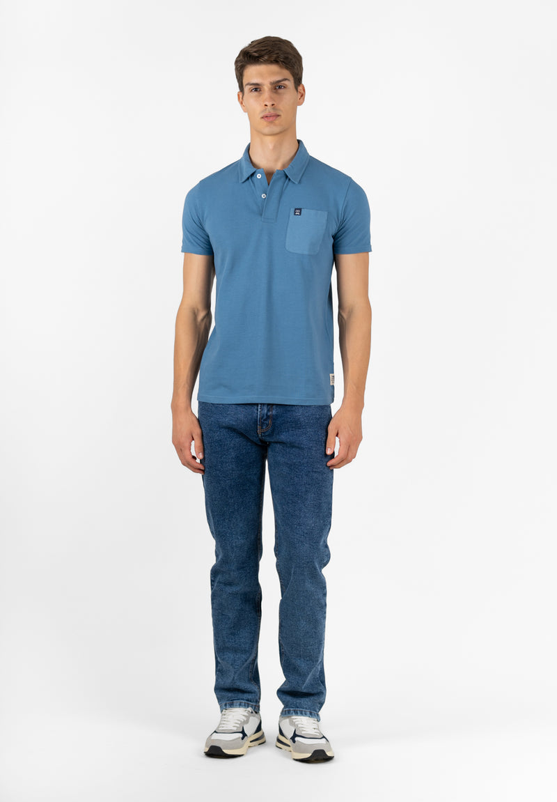 Polo Clásico Manga Corta Delavado Sarga Indigo