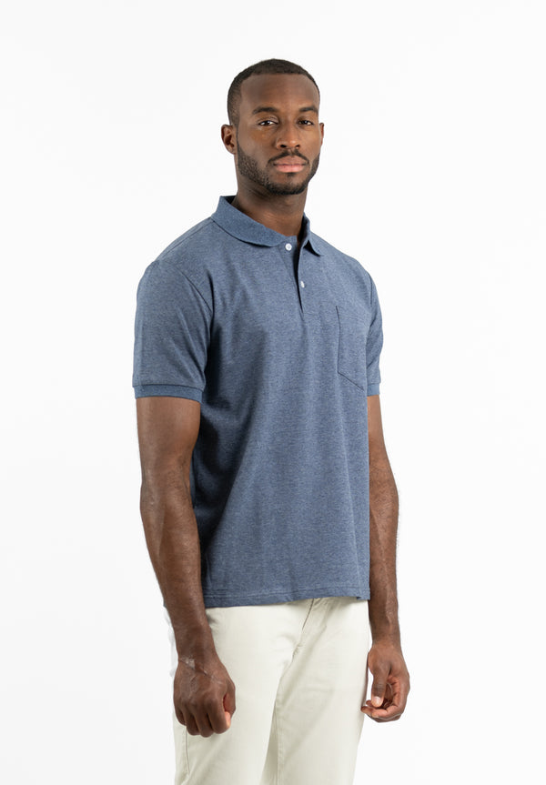 Polo Clásico Manga Corta Flamé Azul Niebla