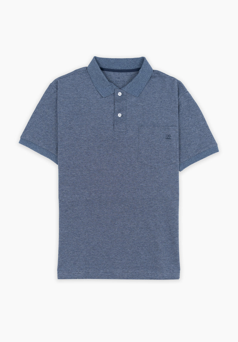 Polo Clásico Manga Corta Flamé Azul Niebla