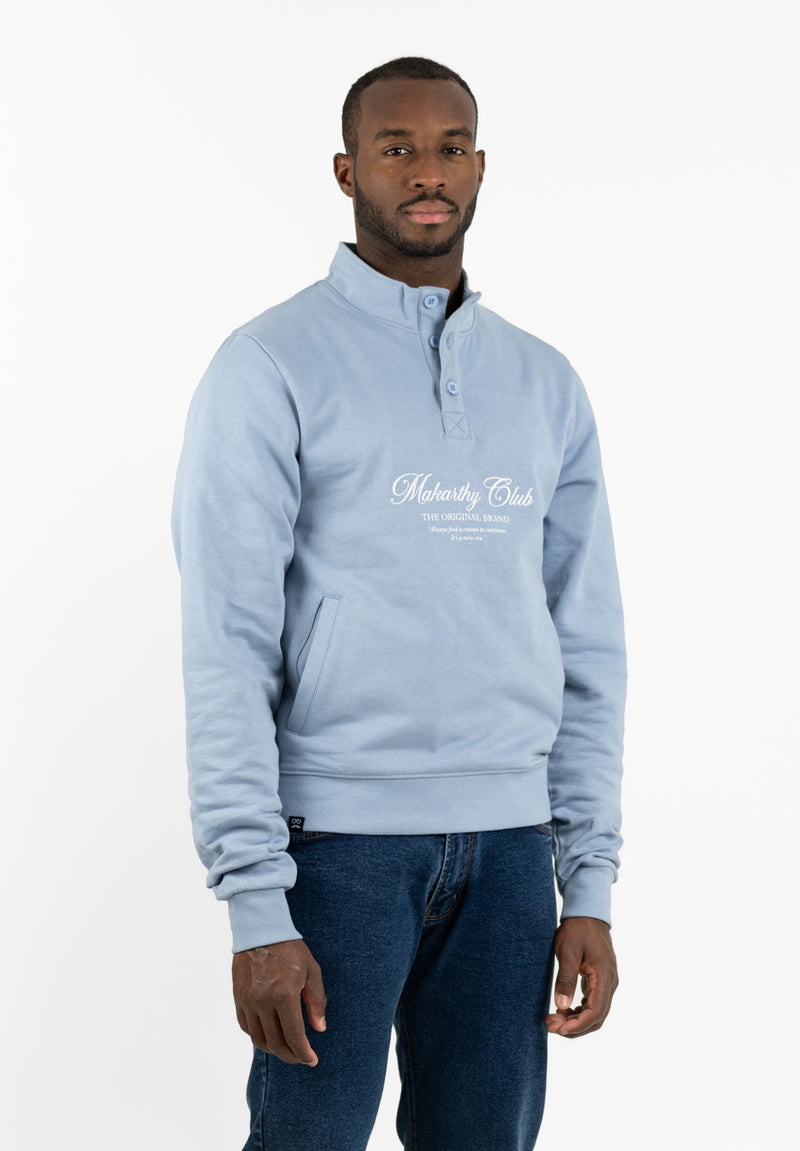 Sudadera Snaps Cuello Azul Niebla