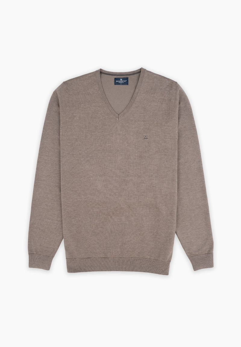 Jersey Cuello Pico Marrón