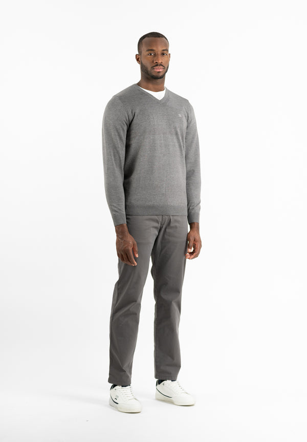 Jersey Cuello Pico Gris Oscuro