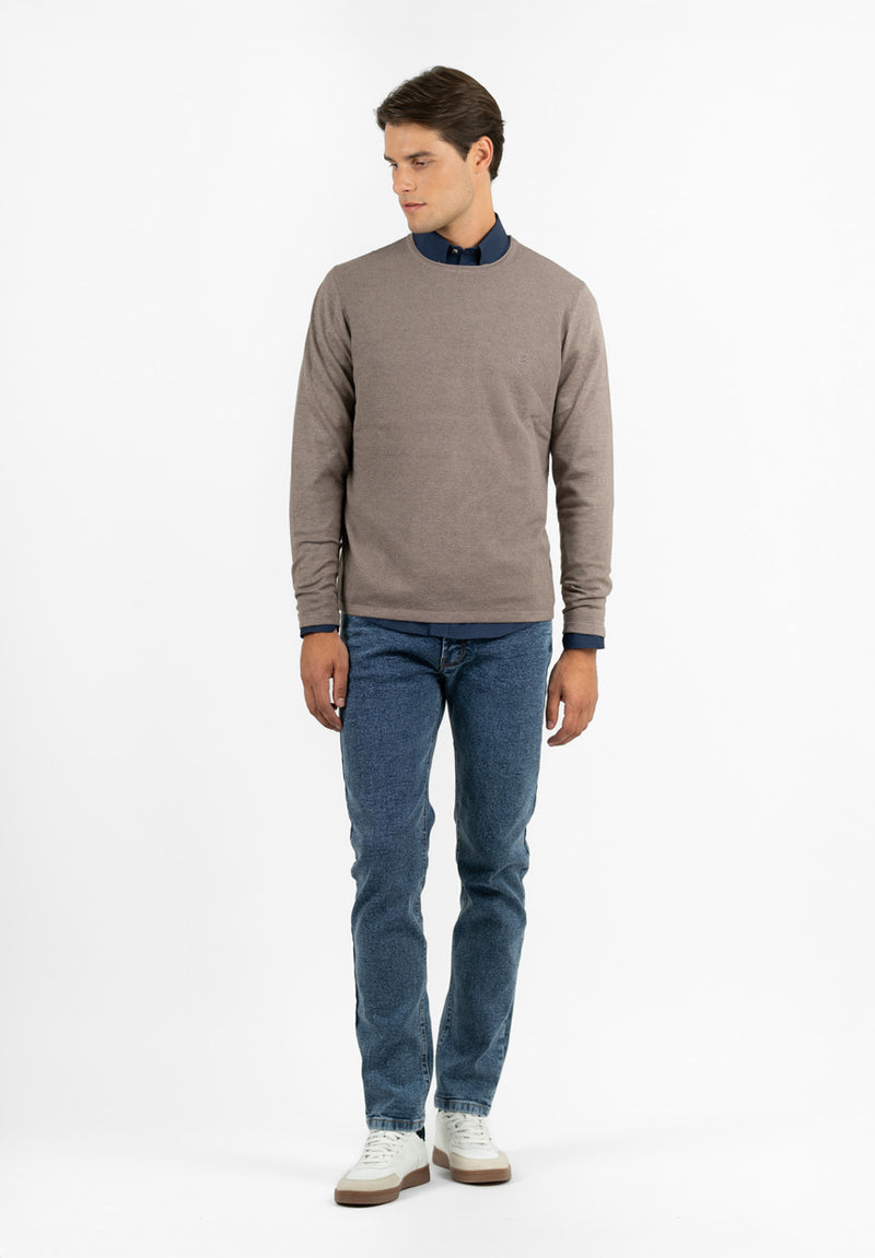 Jersey Estructura Manga Lisa Marrón