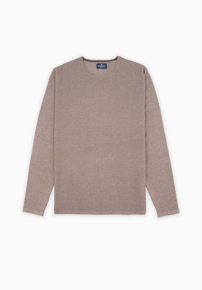 Jersey Estructura Manga Lisa Marrón