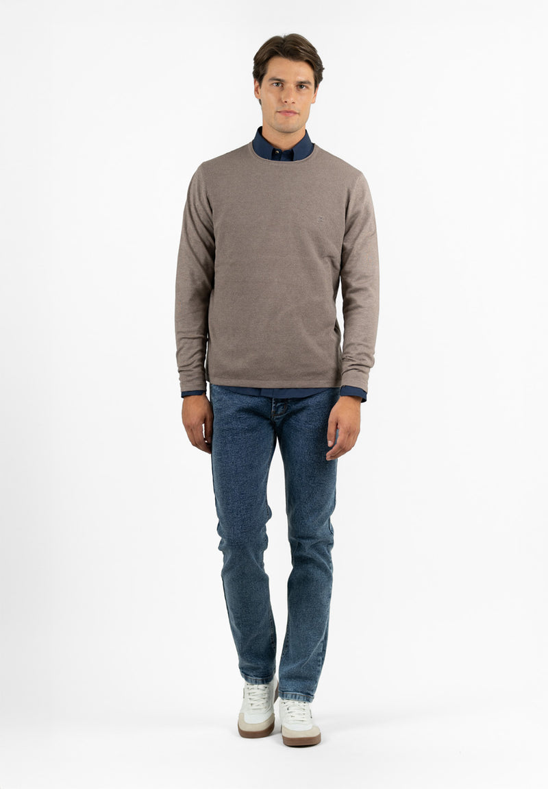 Jersey Estructura Manga Lisa Marrón