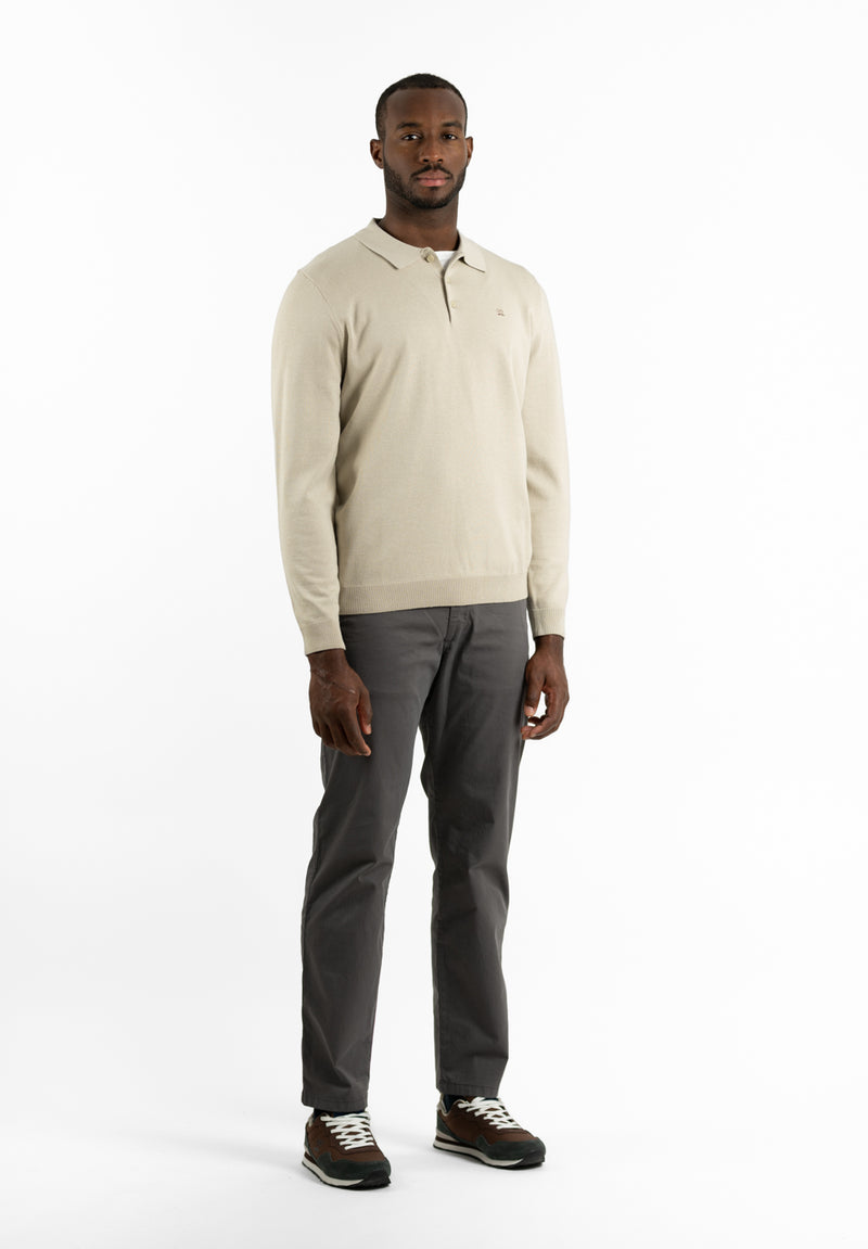 Polo Clásico Manga Larga Tricot Crudo