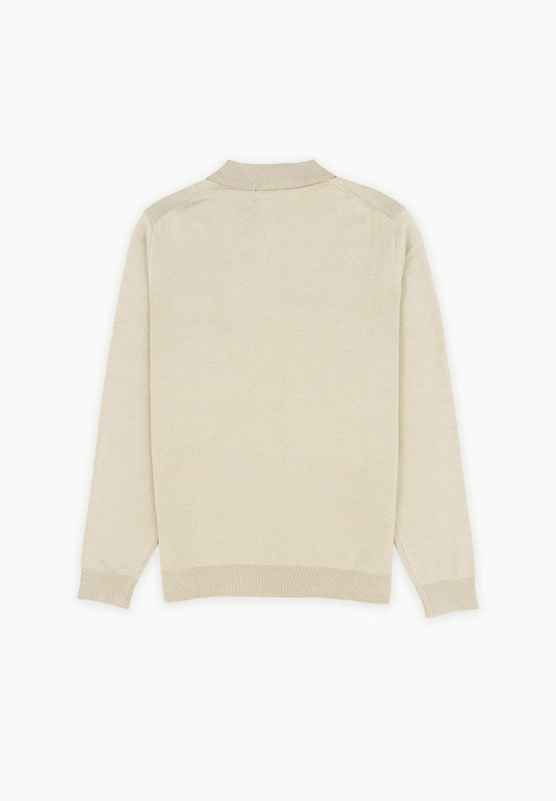Polo Clásico Manga Larga Tricot Crudo