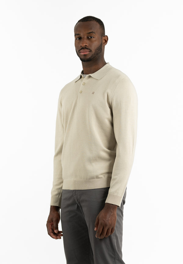 Polo Clásico Manga Larga Tricot Crudo