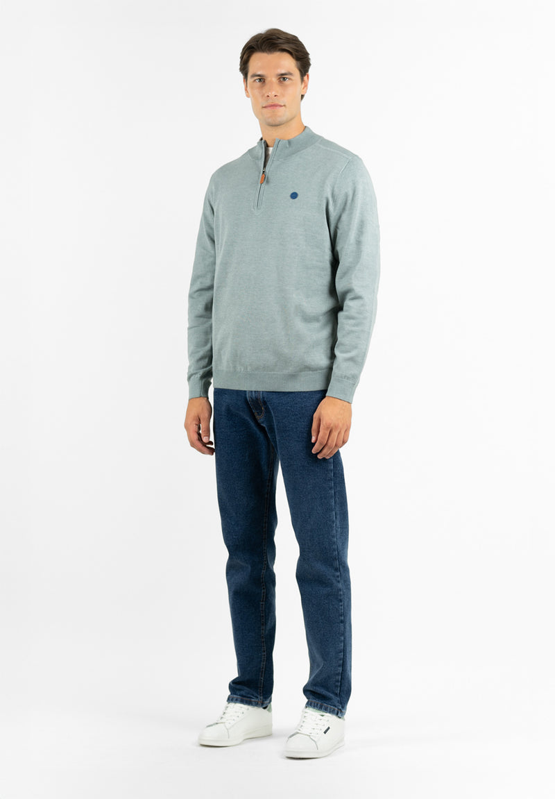 Jersey Zip Parche Sage